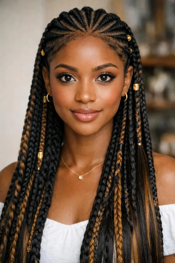 African cornrow braids hairstyles with long extensions for added length and fullness