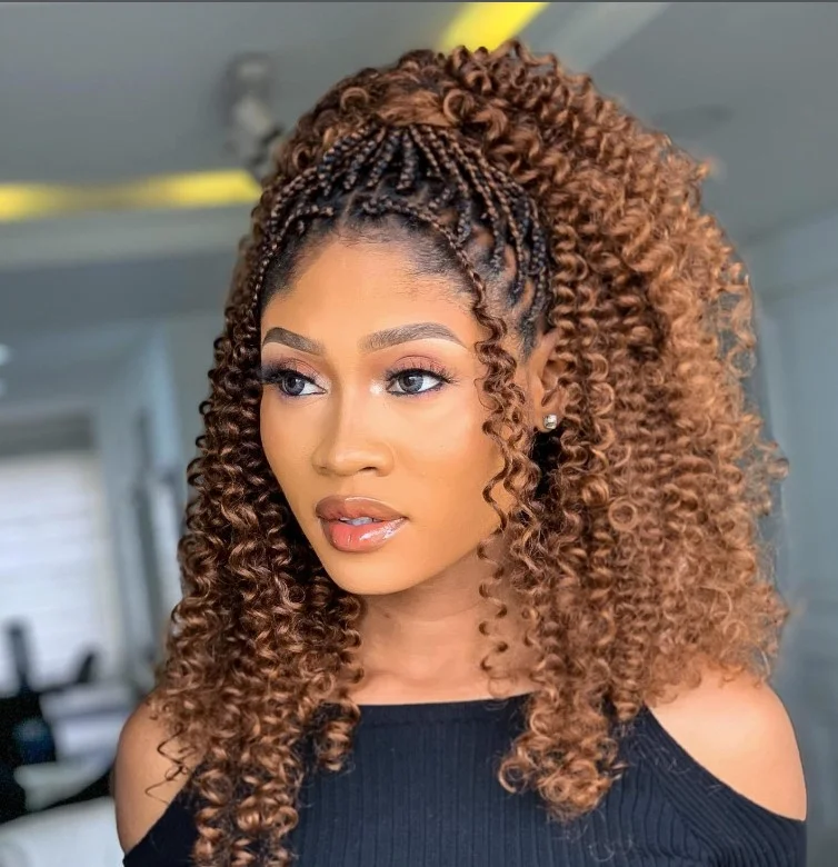 Voluminous afro style crochet braids protective hairstyle