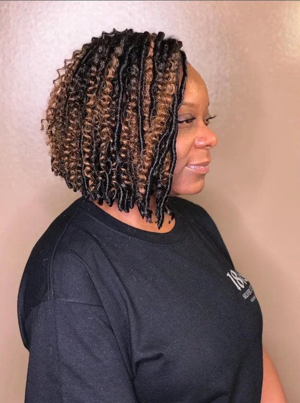 Bob crochet braids with curly ends and soft bounce.