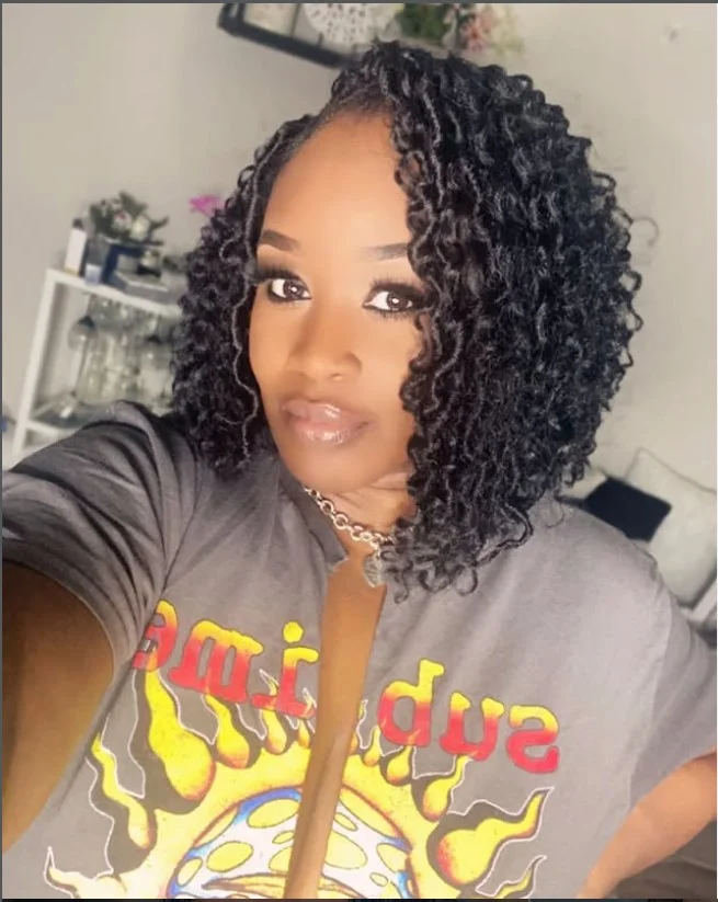 Bob crochet braids with micro braided edges for detail.