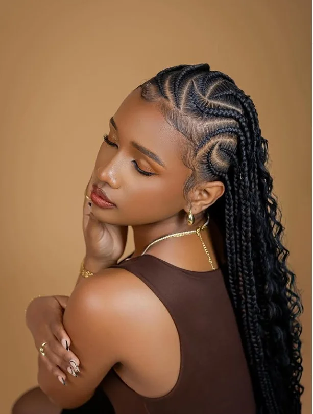 Bold Ghana cornrow braids hairstyles with thick braids