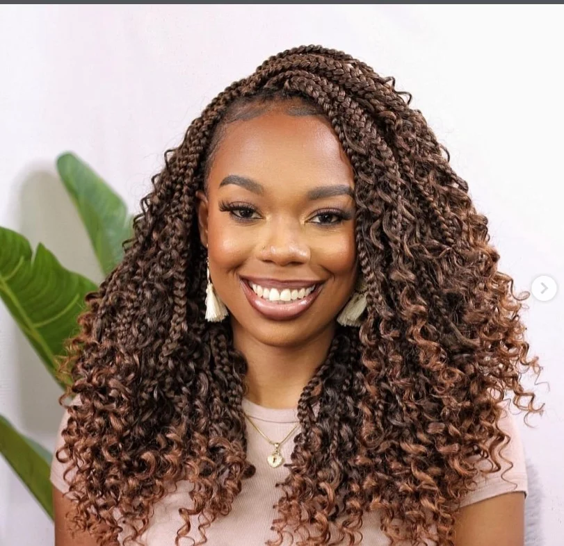 Medium box braid crochet braids with neat scalp sections