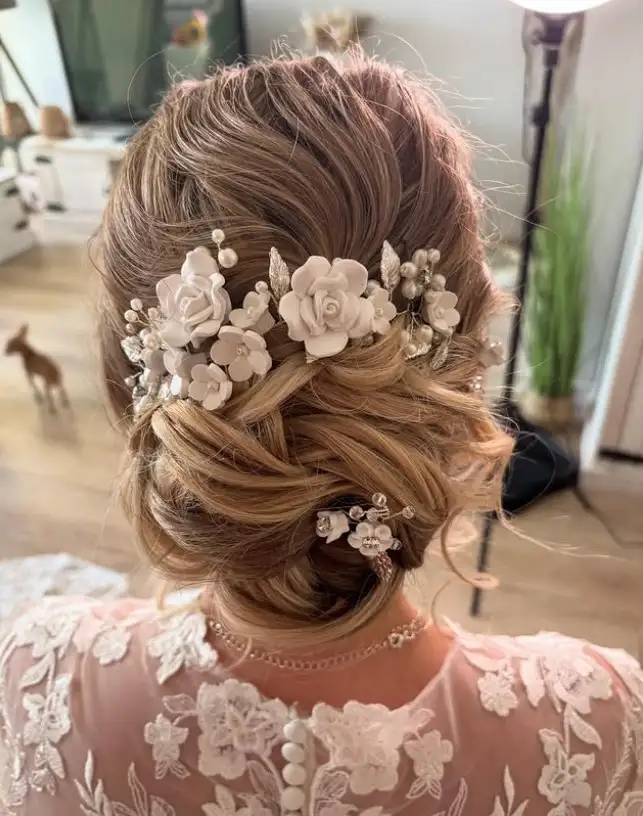 Bridesmaid braids hairstyles Braided Low Chignon for classic and elegant prom or wedding updos