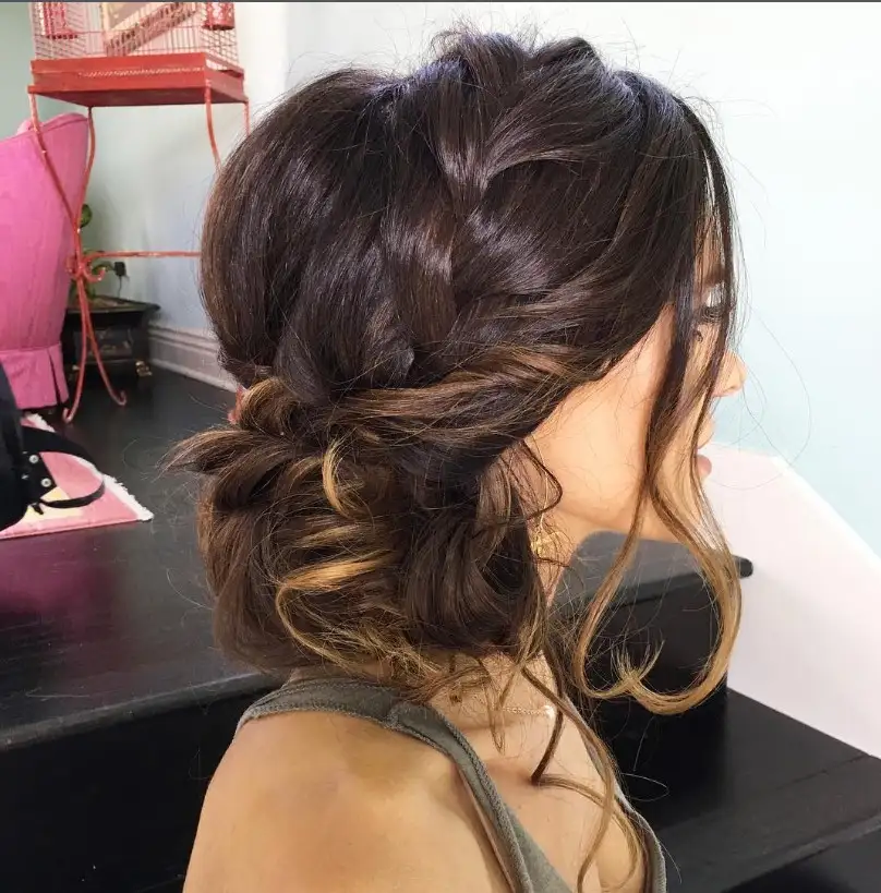 Bridesmaid braids hairstyles Braided Side Bun for stylish and asymmetric prom and bridal updos