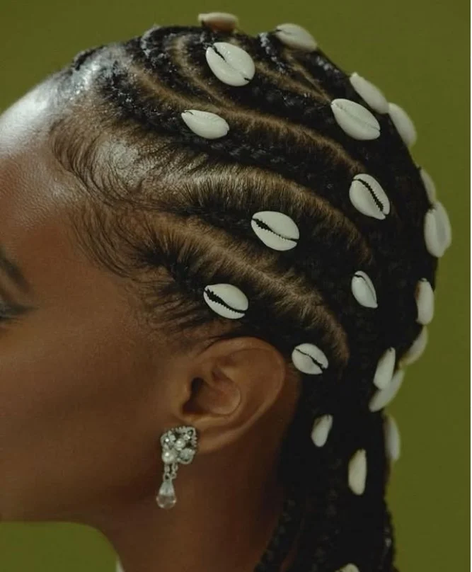 Cornrow braids hairstyles with beads and hair cuffs