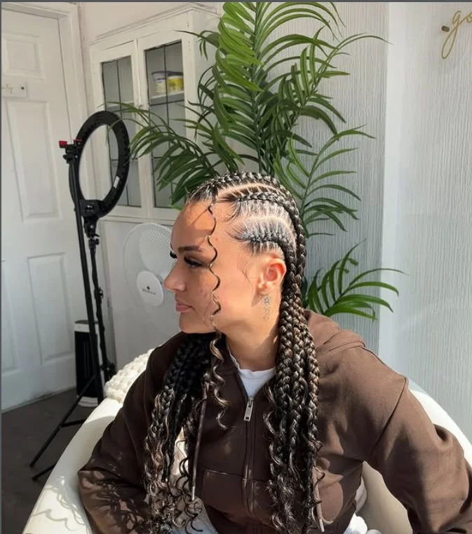 Cornrow braids hairstyles with curly ends
