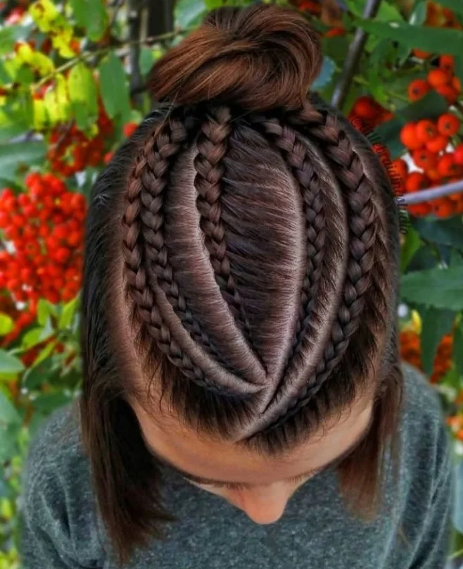 Curved cornrow braids hairstyles creative pattern