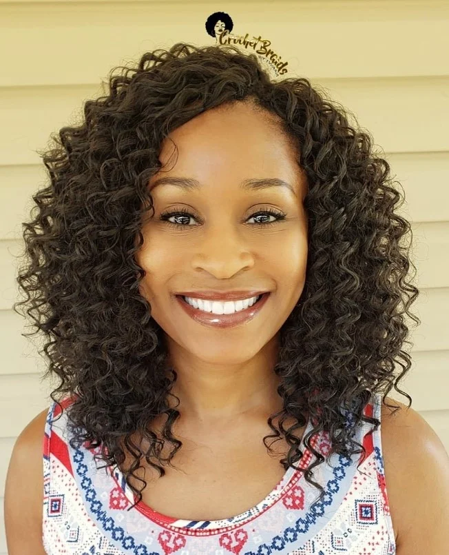 Deep wave crochet braids with glossy defined waves and full volume