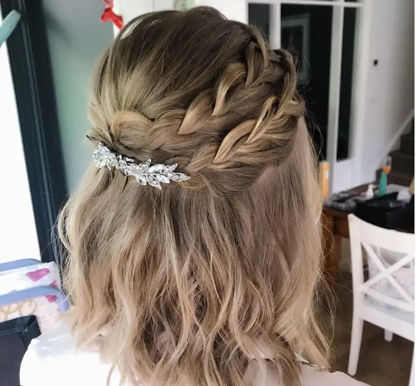 Bridesmaid braids hairstyles Double Braided Half-Up for balanced and romantic prom and wedding styles