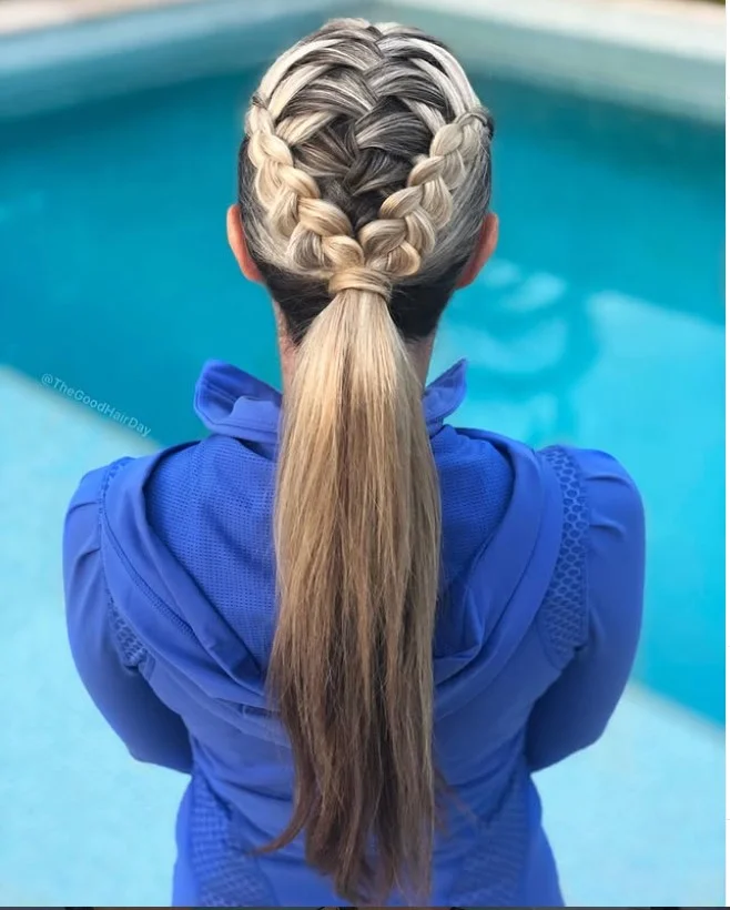 Double Dutch Braids Into Ponytail Prom Hairstyle"