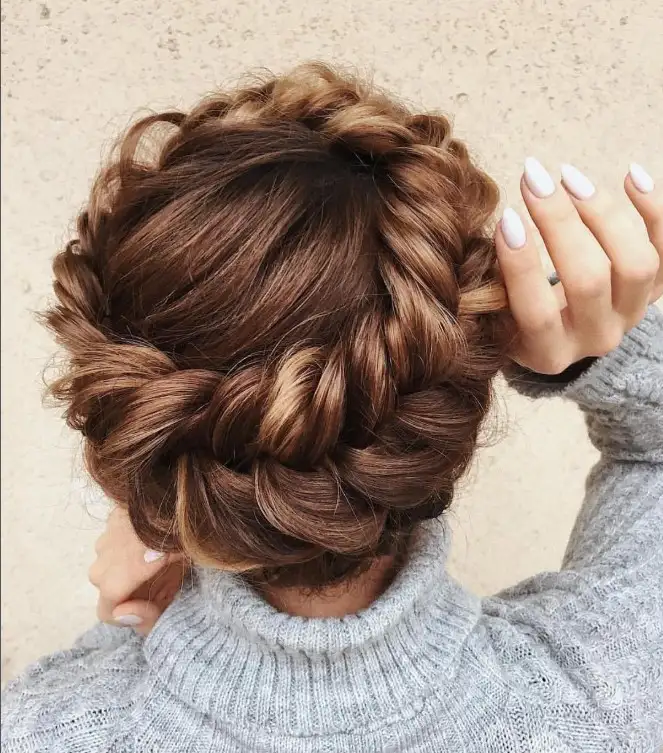 Bridesmaid braids hairstyles Heightened Braided Top Knot for stylish and elegant prom or bridal hairstyles