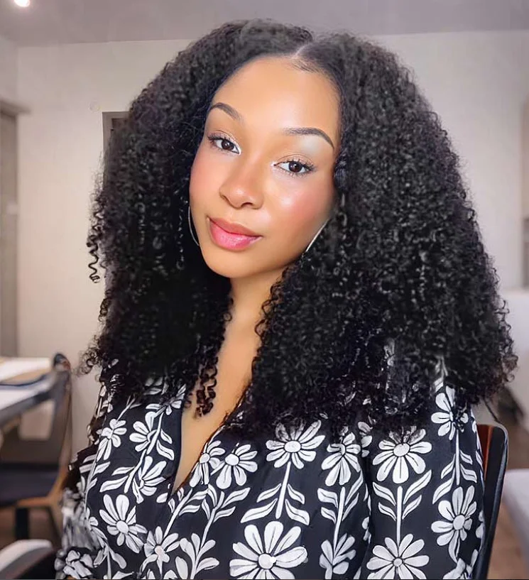 Kinky curly short crochet braids with natural texture and voluminous curls.
