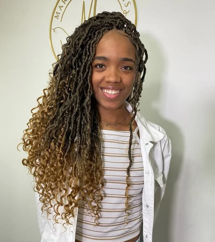 Romantic goddess style crochet braids with full length layered curls