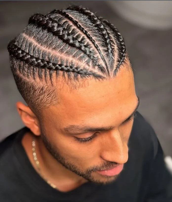 Modern cornrow braids hairstyles for men with fade