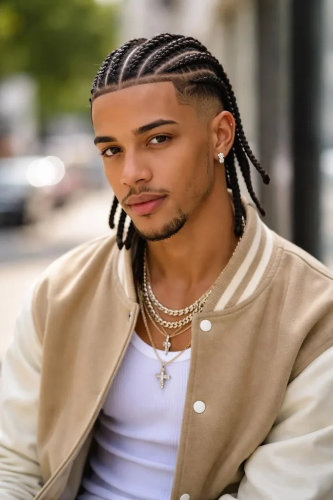 Men’s protective cornrows reducing hair breakage and promoting growth