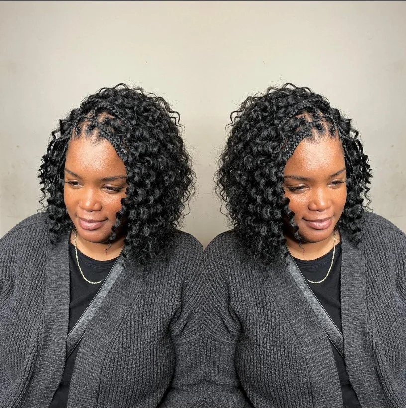 Rounded bob crochet braids with soft, full silhouette.