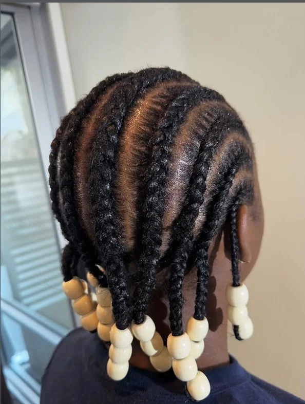 Low maintenance short cornrows protective style