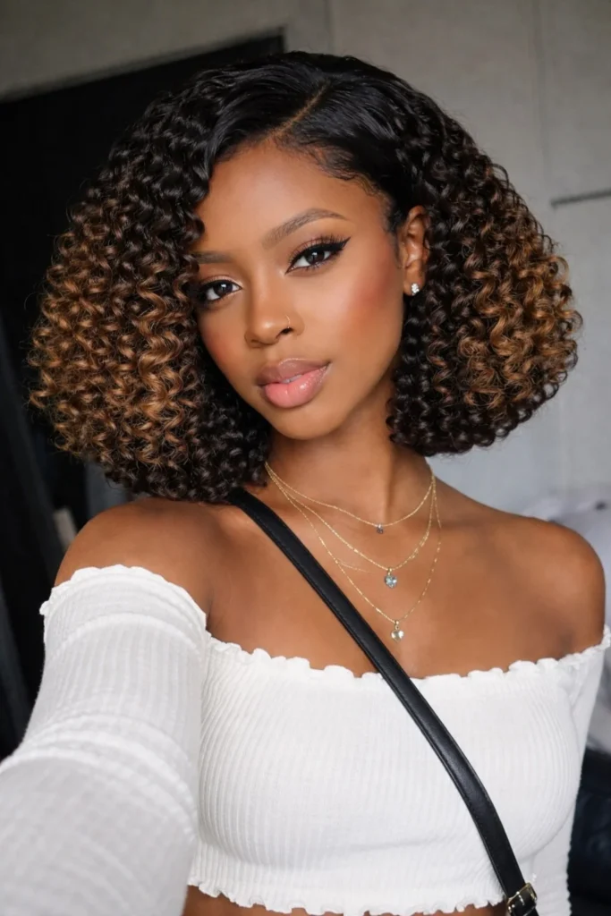 Sleek classic bob crochet braids with straight, smooth hair.