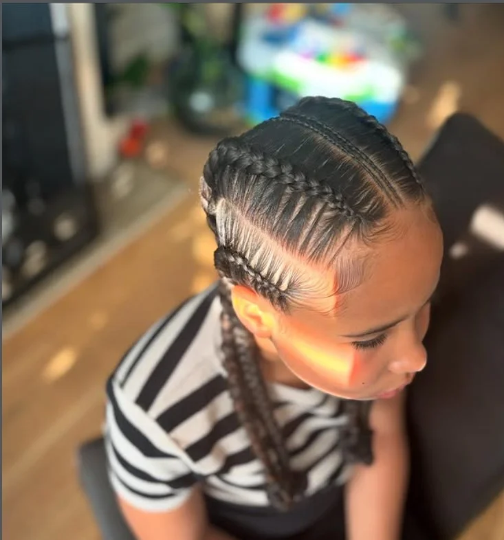 Four cornrow braid style for modern protective look