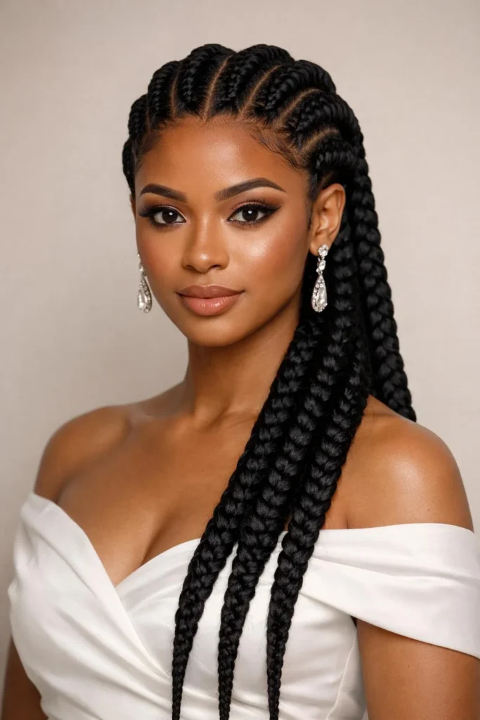 African cornrow braids hairstyles thick jumbo braids with bold structured look