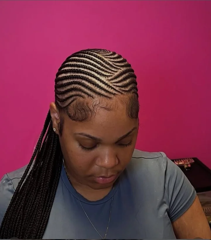African cornrow braids hairstyles thin detailed scalp braids with intricate parting