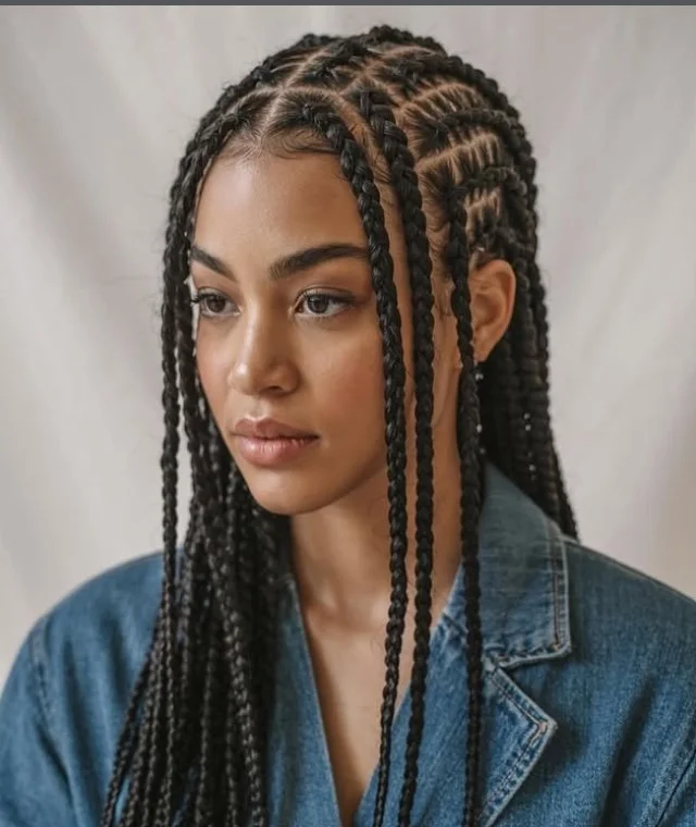 Trendy 2026 cornrow braids on black hair with sleek patterns and protective styling.