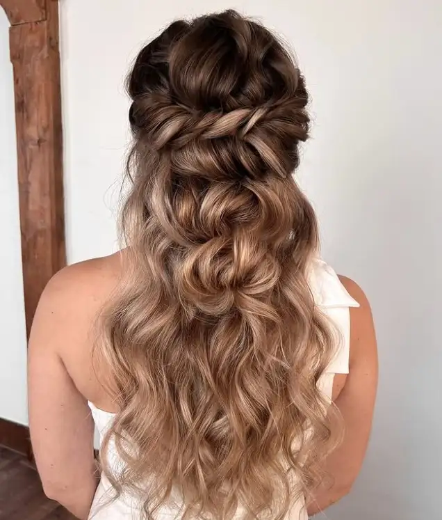 Bridesmaid braids hairstyles Twisted Halo Braid for ethereal and elegant prom and wedding looks
