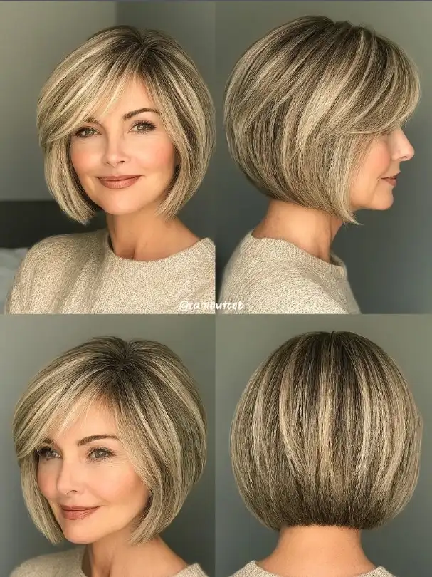 angled bob short hairstyles with fringe bangs modern haircut