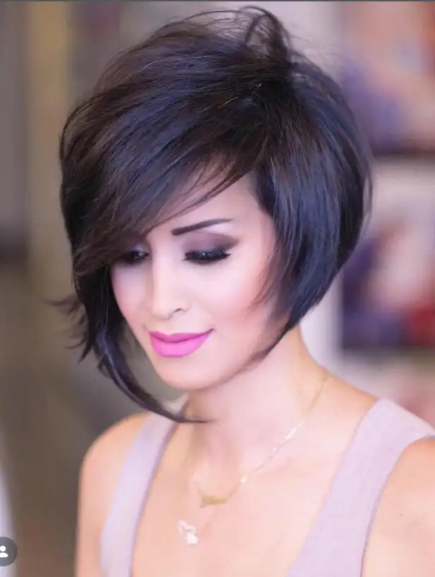  asymmetrical bob short hairstyles with fringe bangs stylish haircut