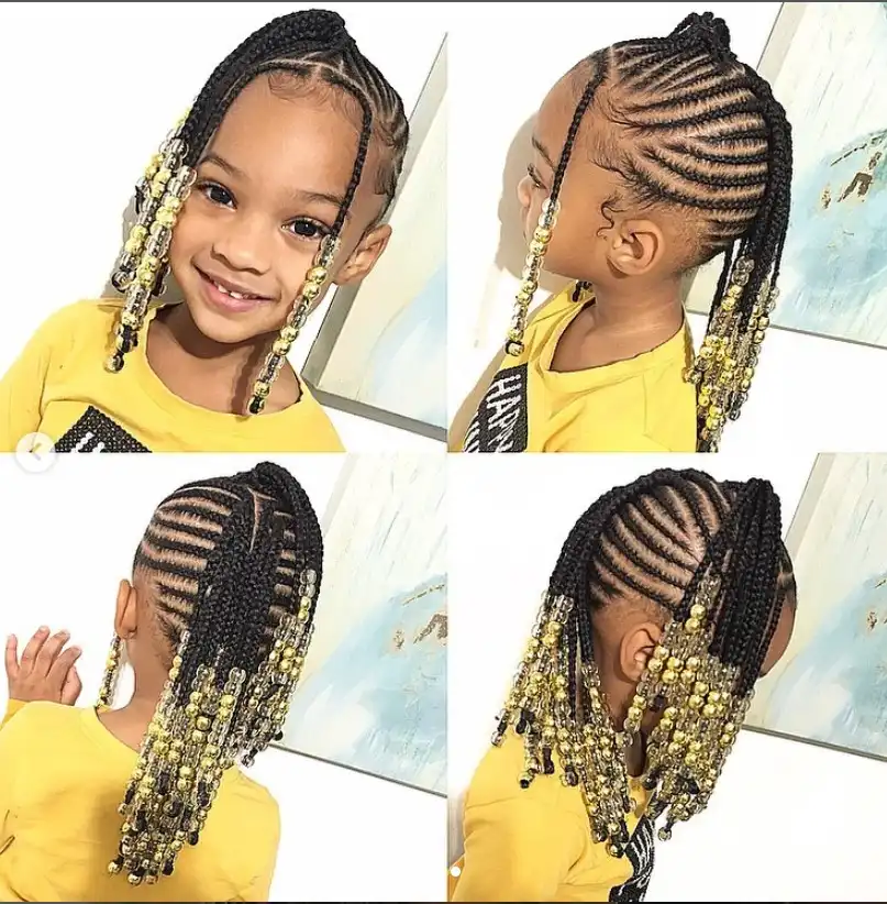 beaded braided mohawk hairstyle for kids