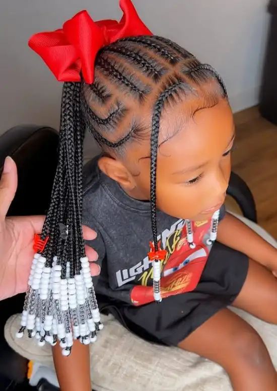 Beaded braids colorful kids hairstyle