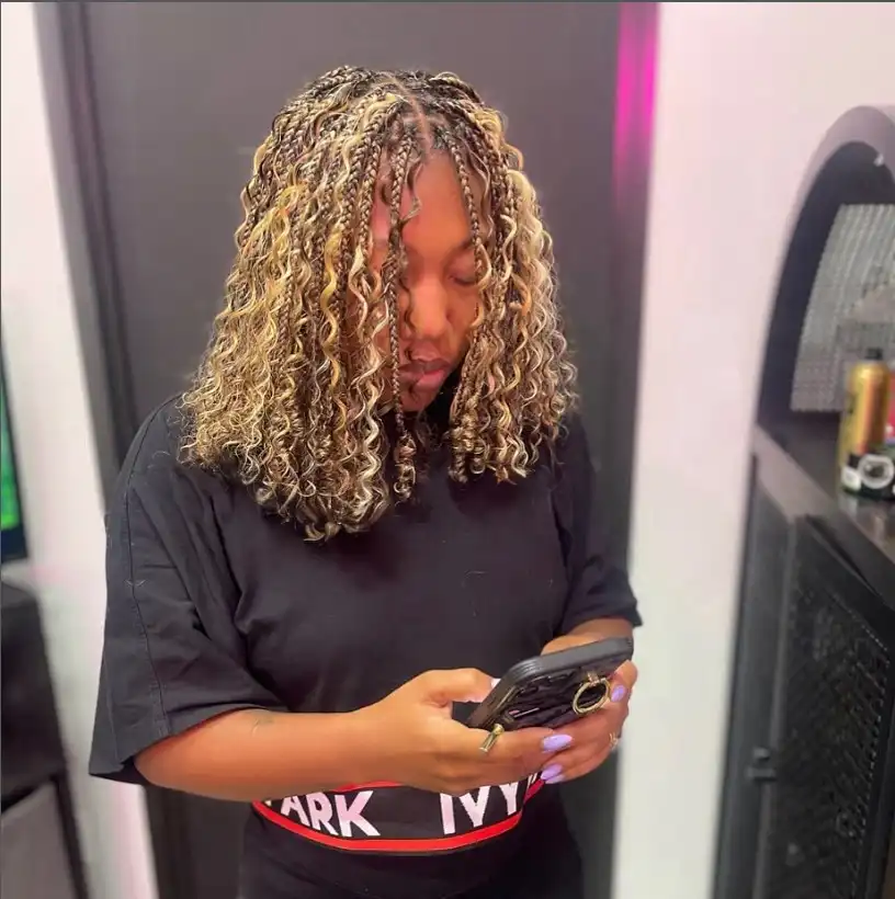 short bob braids hairstyles blonde braided bob haircut with bright golden braids styled into a trendy protective bob hairstyle