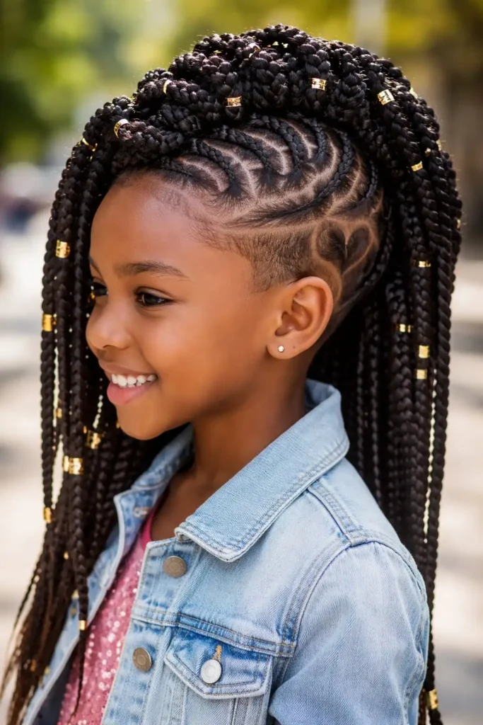 box braid mohawk hairstyle for kids