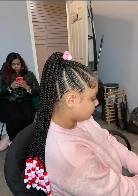 braided mohawk ponytail hairstyle for children