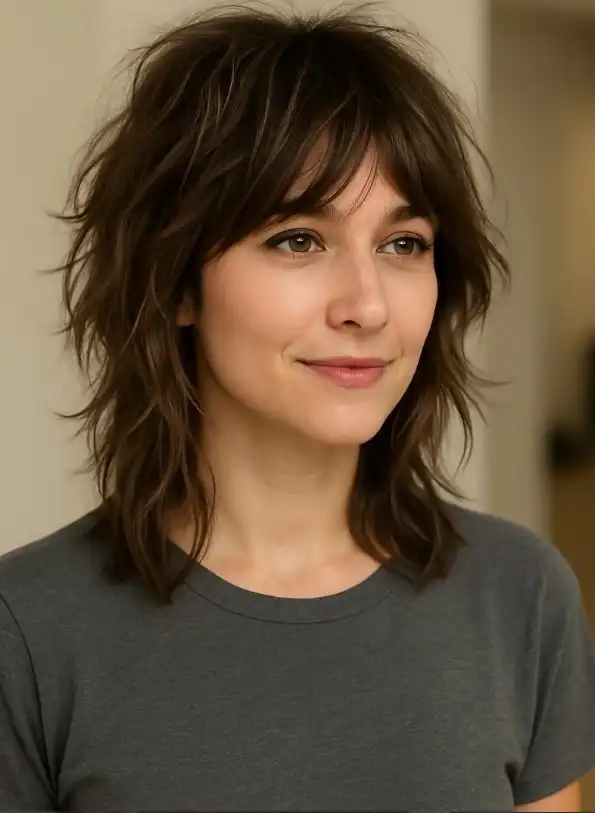 choppy short hairstyles with long bangs textured haircut