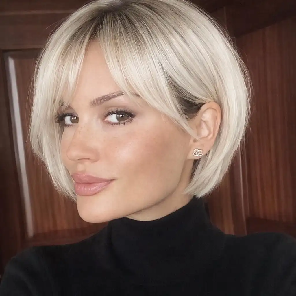 Classic bob with curtain-style fringe