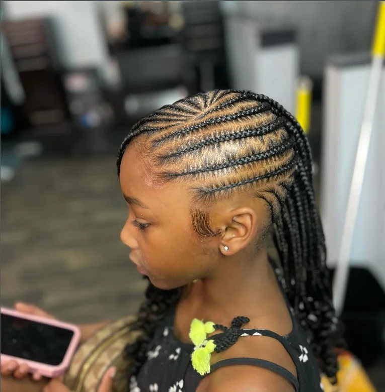 classic children braided mohawk hairstyle for girls