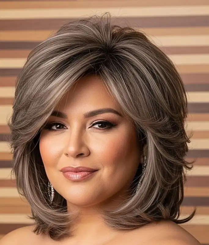 Shoulder length layered hairstyle with side bangs soft natural movement