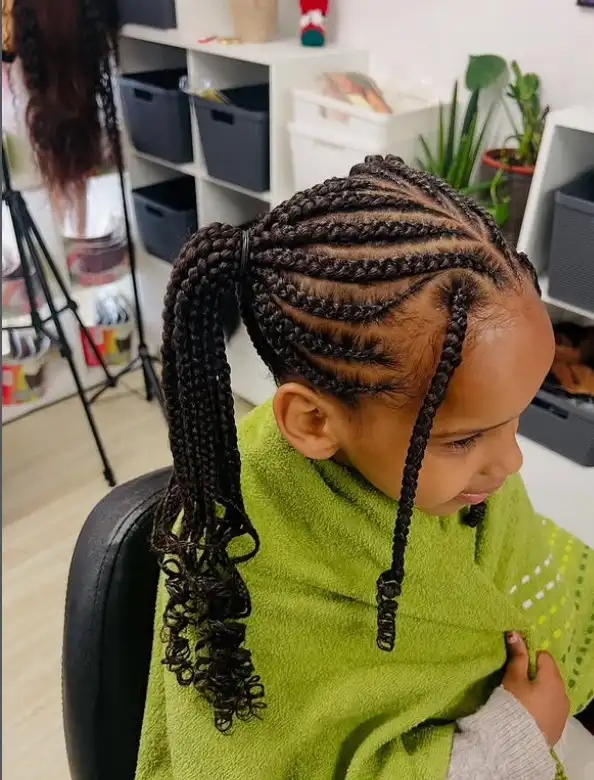 Neat cornrow braids for children