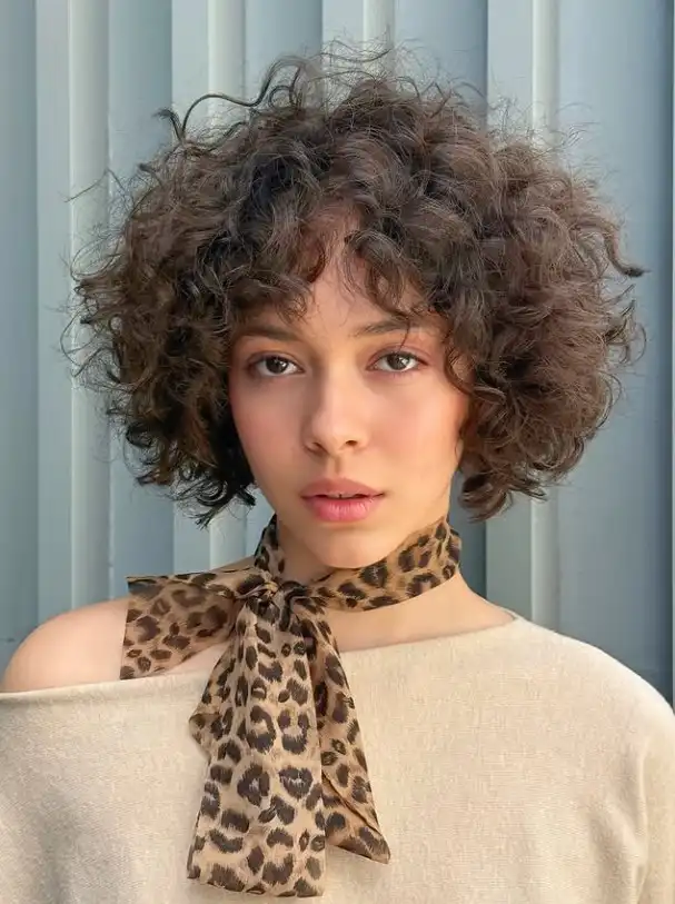 curly short hairstyles with fringe bangs natural curls haircut