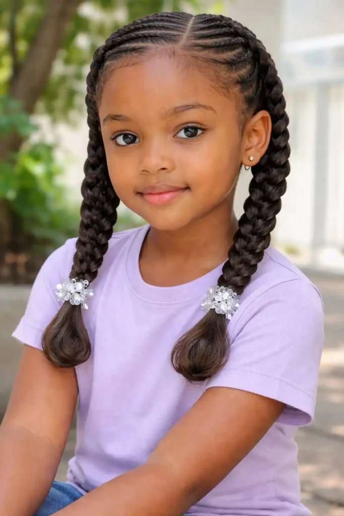 French braids hairstyle for school-age child