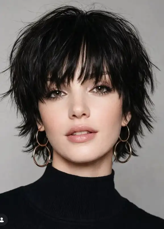 Hybrid pixie-bob with soft face-framing fringe