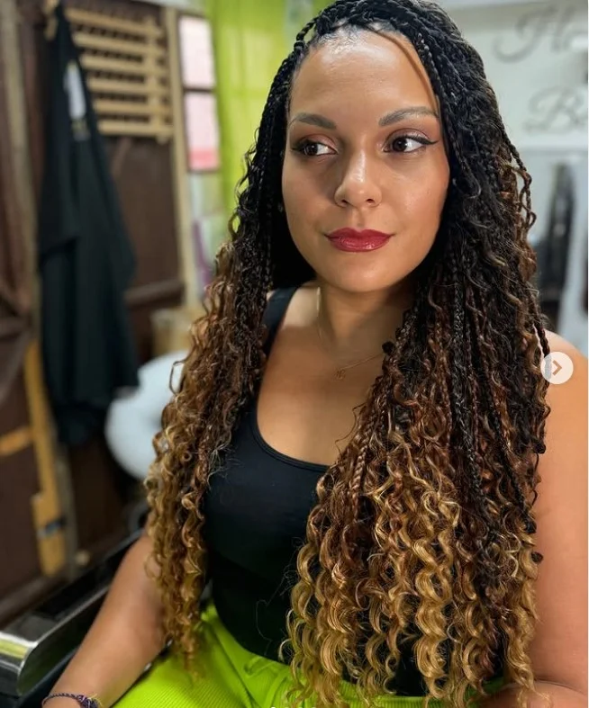 Long passion crochet twist braids hairstyle with soft bohemian texture.