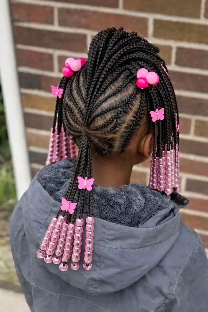 butterfly clip braided mohawk hairstyle for girls