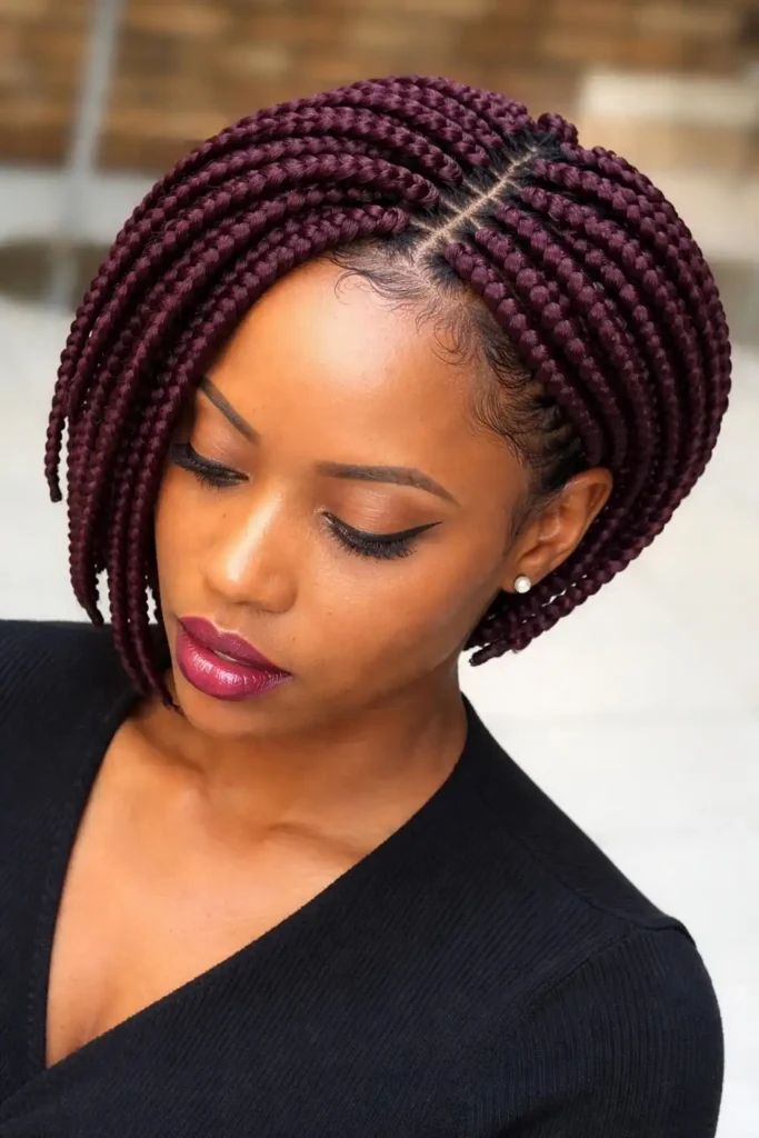 Short pixie bob braids hairstyle 2026 featuring lightweight braided pixie bob with a modern and bold protective style.