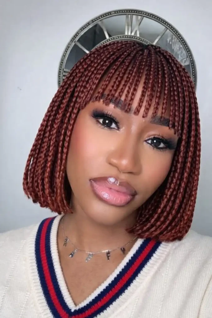 short bob braids hairstyles braided bob with bangs featuring stylish braided fringe framing the face