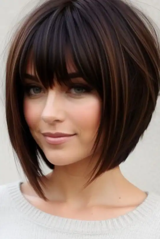 layered bob short hairstyles with long bangs stylish haircut