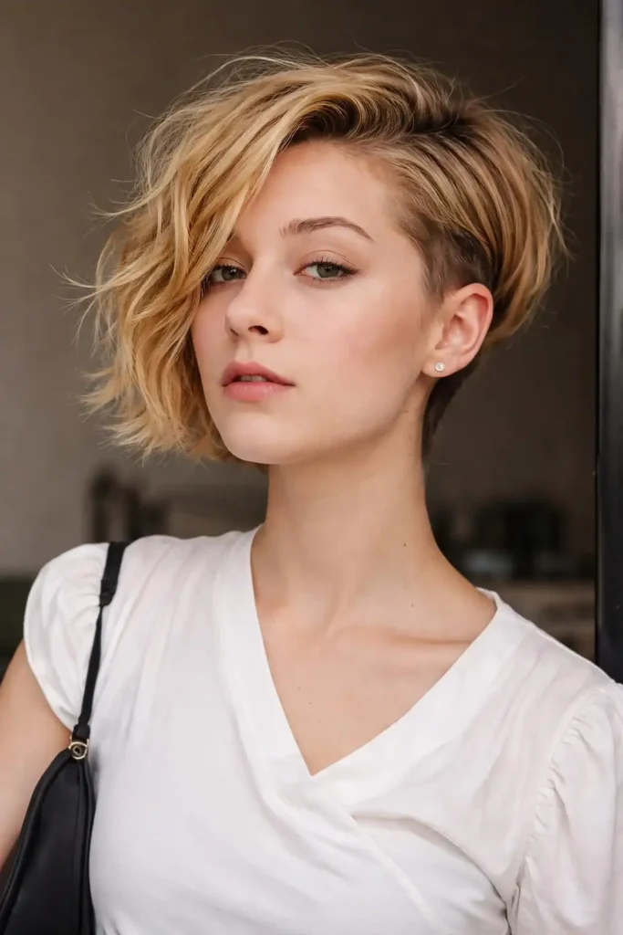 razor cut short hairstyles with long bangs textured haircut