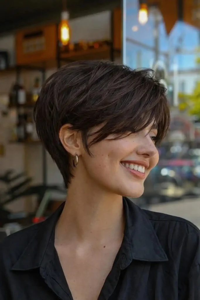 tapered pixie short hairstyles with long bangs edgy haircut