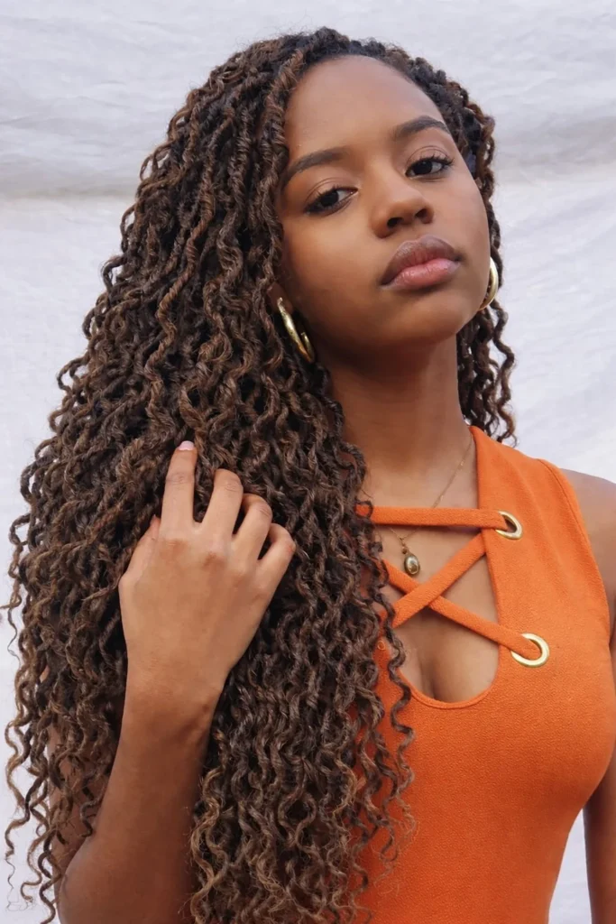 Textured wavy crochet braids with full body.